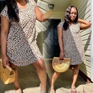 Leopard Print T-Shirt Dress with pockets